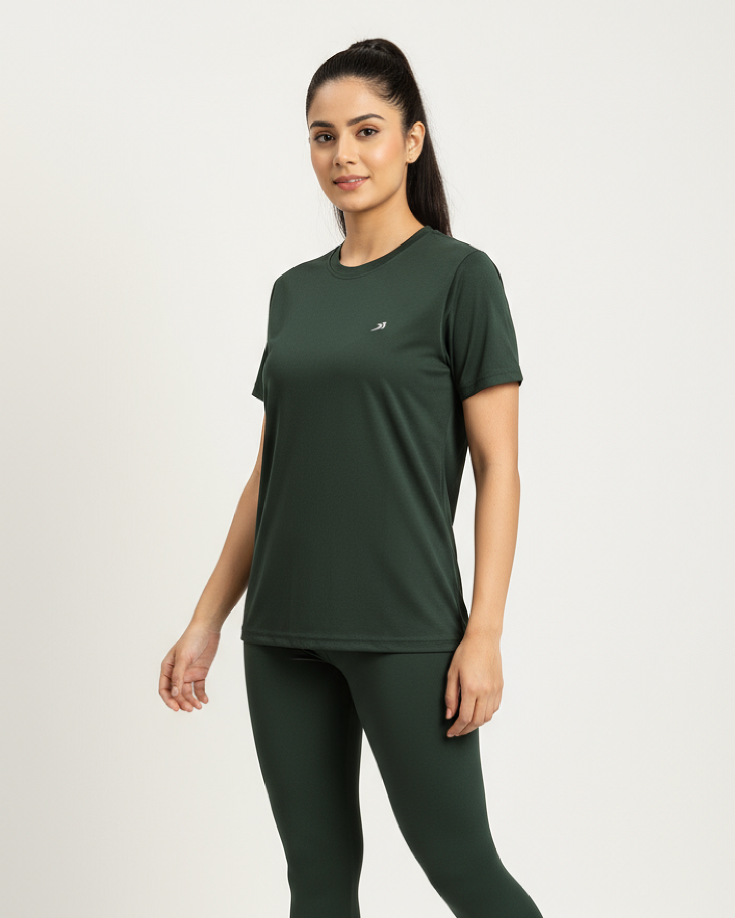 Olive Green Women Cotton Feel Light Weight T-Shirt for Daily Activities