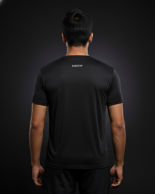 Black T-Shirt for Men: Performance Wear (Kreeq Edition)