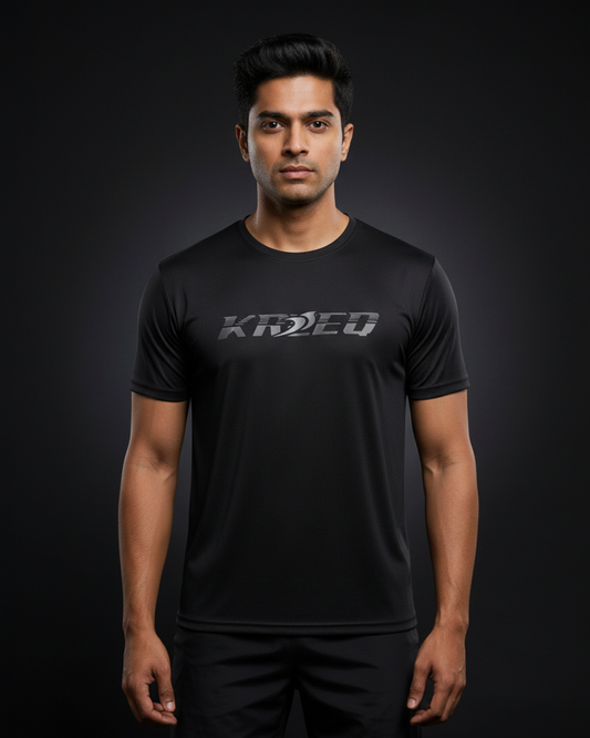 Black T-Shirt for Men: Performance Wear (Kreeq Edition)