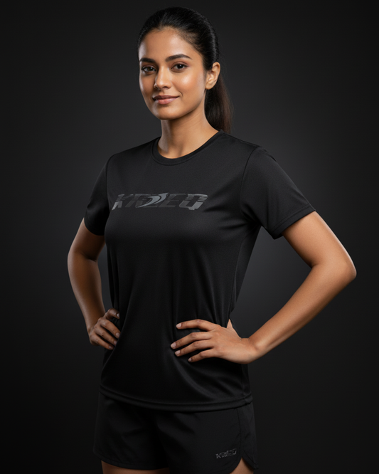 Black T-Shirt for Women: Performance Wear (Kreeq Edition)