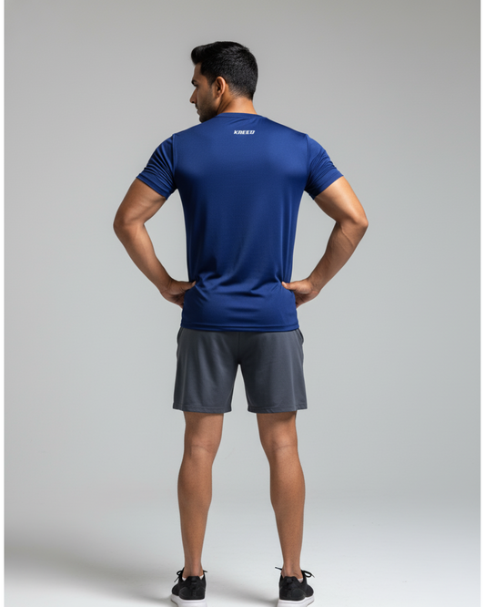 Navy Blue Mens Cotton Feel Light Weight T-Shirt for Daily Activities (Kreeq Edition)