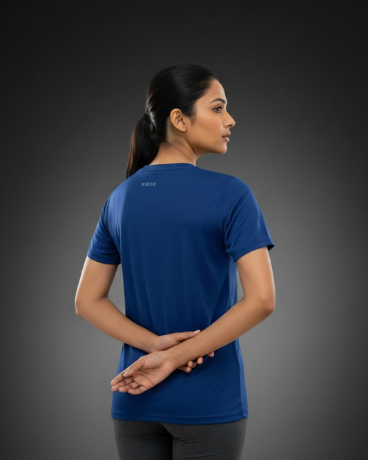 Navy Blue Women Cotton Feel Light Weight T-Shirt for Daily Activities