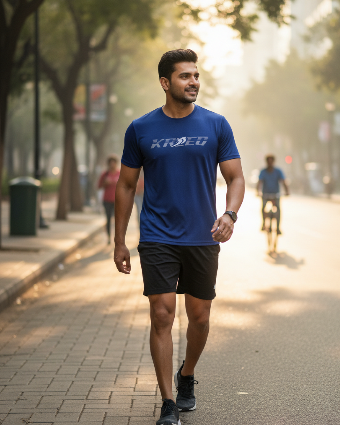 Navy Blue Mens Cotton Feel Light Weight T-Shirt for Daily Activities (Kreeq Edition)