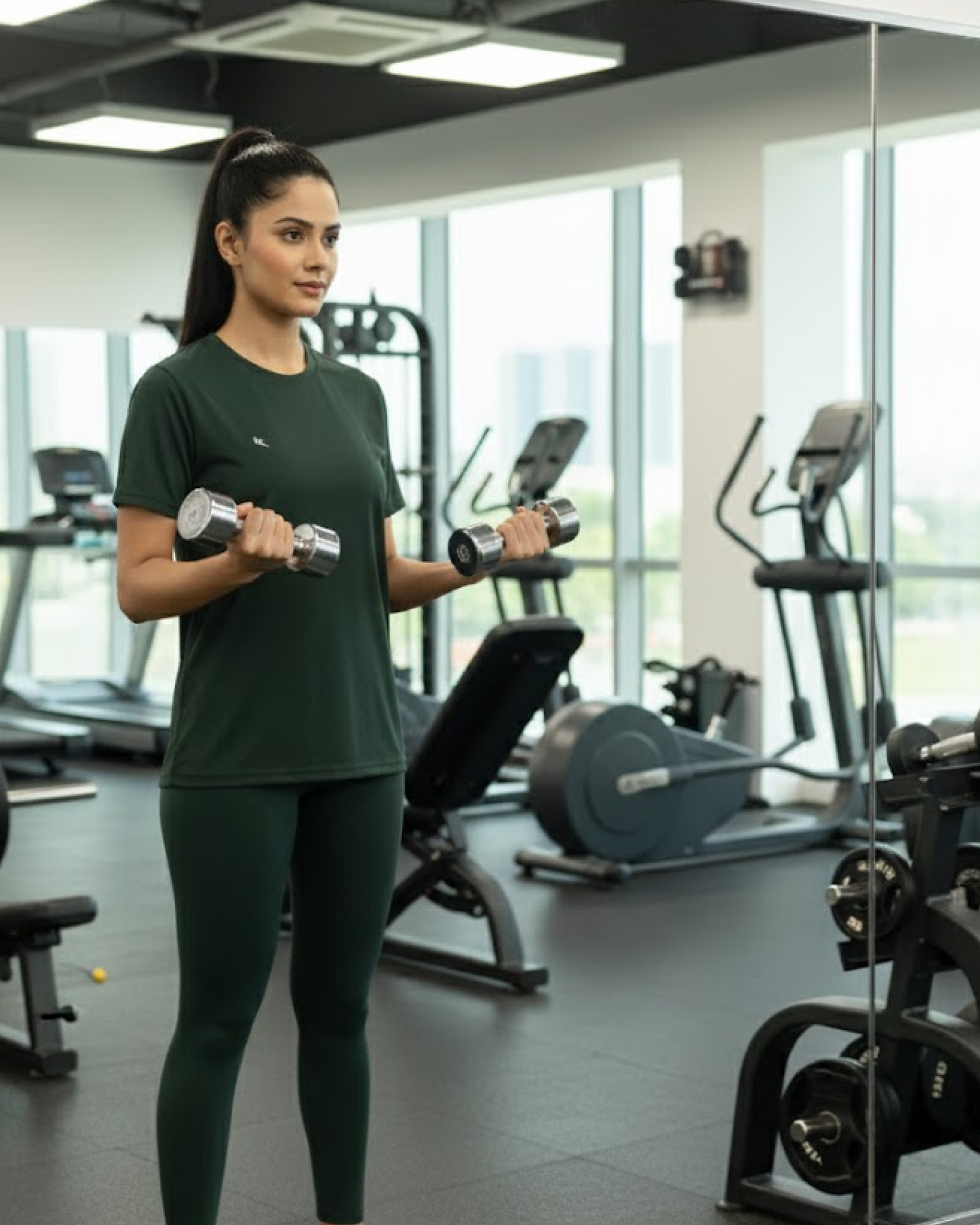 Olive Green Women Cotton Feel Light Weight T-Shirt for Daily Activities