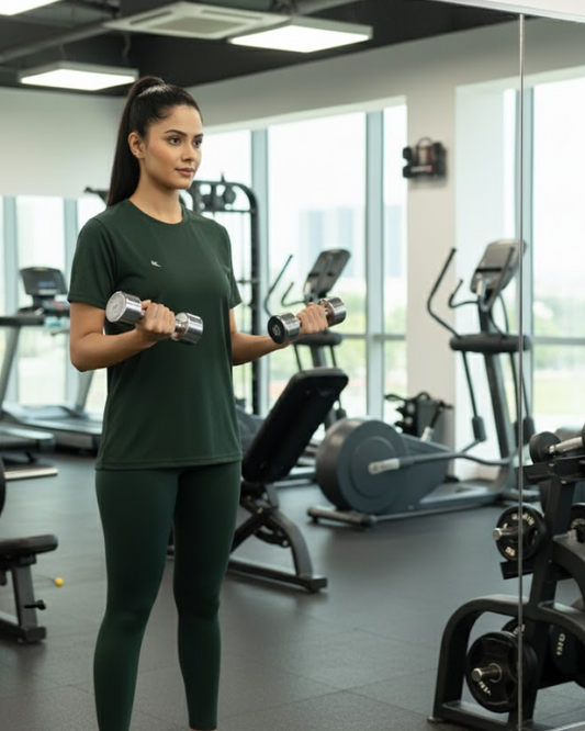 Olive Green Women Cotton Feel Light Weight T-Shirt for Daily Activities